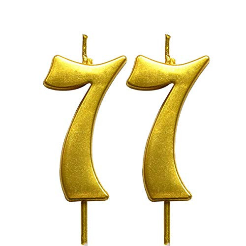 VSHILI 77th Birthday Candles - Pink Happy Birthday Number 77 Cake Candles & Decorations - View #8