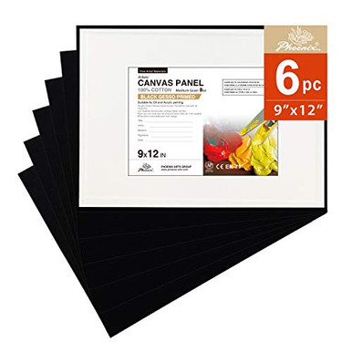 PHOENIX Black Artist Painting Canvas Panels - 9x12 Inch-6 Pack ...