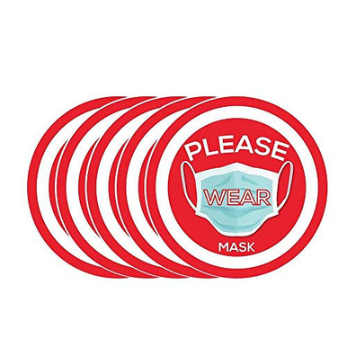 Face Mask Required Sign Circular Window or Wall Signage Public Safety ...