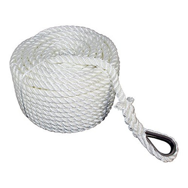 SGT KNOTS Twisted Nylon Anchor Rope (1/2 inch) with Thimble 3 Strand ...