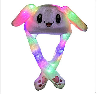 Led Glowing Plush Moving Rabbit Hat Dancing Bunny Ears Pinching Ear to ...