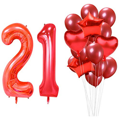 Rainbow Number 21 MAGJUCHE 40 Inch Red 21st Birthday Helium Jumbo Digital Number 21 ...