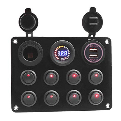 8 Gang Rocker Switch Panel 12V ON-Off Waterproof Toggle Switches for RV