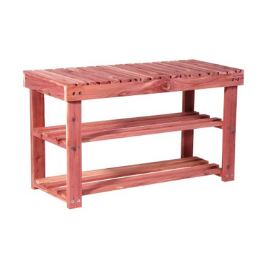 Household Essentials CedarFresh 2-Tier Cedar Shoe Rack and Seat Bench ...