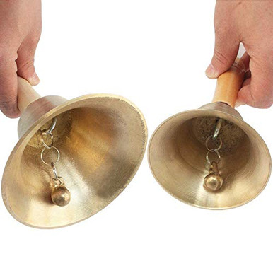 Solid Bell Loud Solid Brass Bell 2 Pcs Large Hand Bells for School Classroom ...