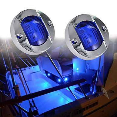 NBWDY Waterproof 3in LED Boat Light 12V Blue Round Navigation Lights ...
