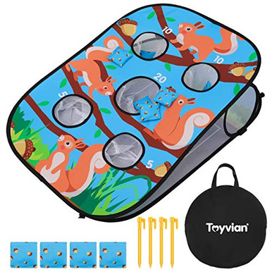 Toyvian Bean Bag Toss Portable 5 Holes Cornhole Game Set for Kids ...