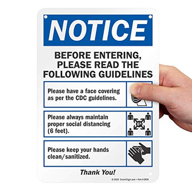 SmartSign Notice - Before Entering Please Read The Guidelines Sign - 7 ...