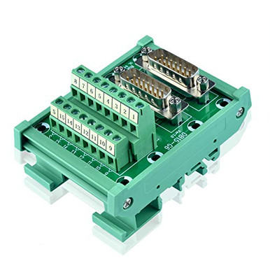 SIENOC D-SUB DB15 Stecker/Buchse Breakout Board – Klemmleiste, 15 Pins, Schraubanschluss, 300 V / 10 A, Für C45-Schiene