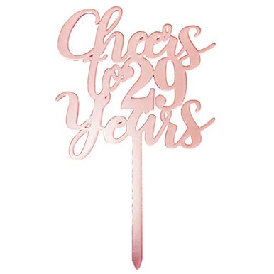 Cheers to 29 years cake topper rose gold Happy 29th Birthday Cake ...