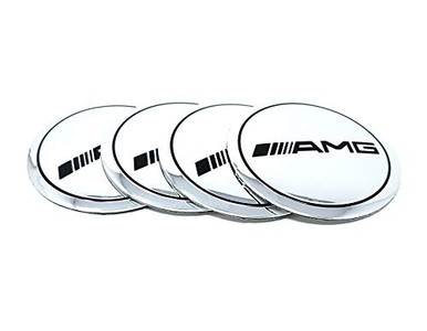 RENGVO - AMG Letters Silver 56mm Hub Cap Stickers For AMG C63 E63 S63 ...
