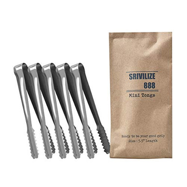 Spring Ice Tong SRIVILIZE888 Ice Tongs for Ice Bucket 5 inch Metal Small Ice Cube Tongs ...