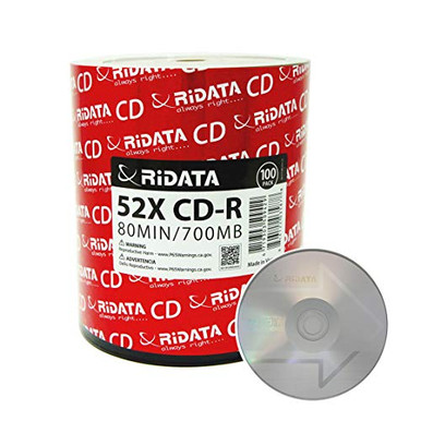 100 Pack Ridata CD-R 52X 700MB 80Min Logo Blank Media Recordable Disc ...