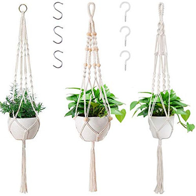 3 Pack Macrame Plant Hanger Plant Hangers Indoor Outdoor Hanging Plant ...