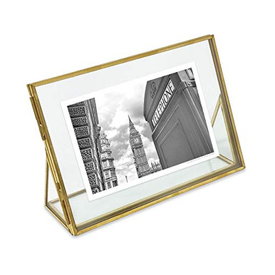 Isaac Jacobs 6x4 Antique Gold Vintage Style Brass Glass Floating Photo ...