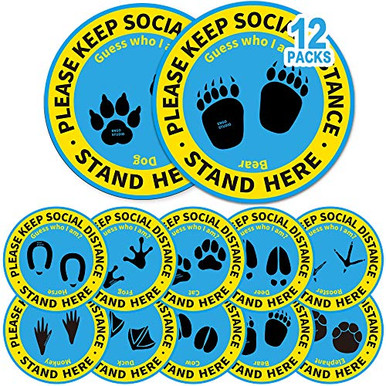 12 Pack 12 Social Distancing Floor Stickers Keep 6 Feet Distance Floor ...