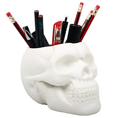 Skull Pen Holder Halloween Skull Makeup Brush Holder Dressing Table