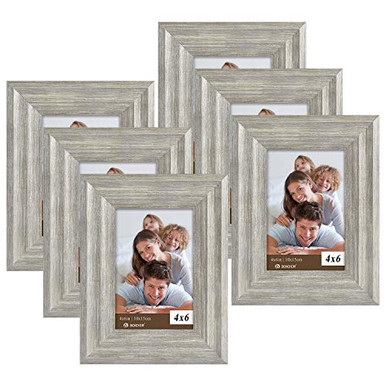 Frame Set Gray Picture Frames 4x6 Silver Grey set of 6 Pack - Rustic Farmhouse Wooden ...