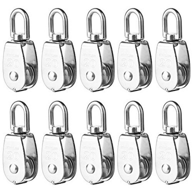 4 Set 304 Stainless Steel Single Pulley Block Load 165lbs M20 With S Hook