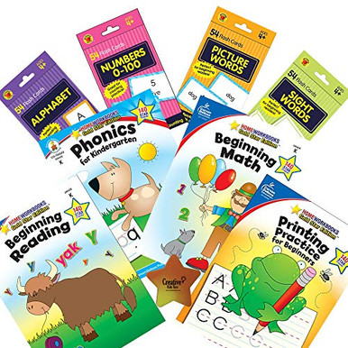 Carson Dellosa Kindergarten Bundle of Flash Cards and Gold Star Home ...