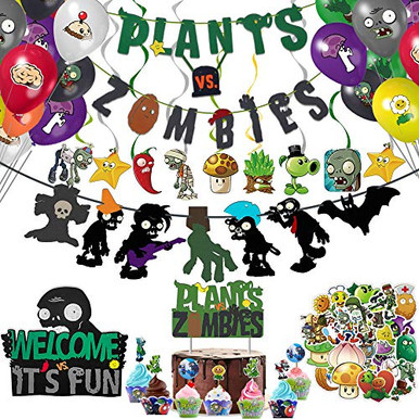 TGE-V Plants VS Zombies Party Banner Cake Topper Cupcake Topper Cup ...
