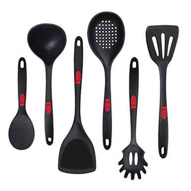 Moonro Heavy-Duty XL Silicone Kitchen Utensils Set 6 Pcs Premium ...