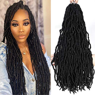 Nu Faux Locs Crochet Hair 24 inch 1b Long Soft Locs Pre-Looped Crochet ...