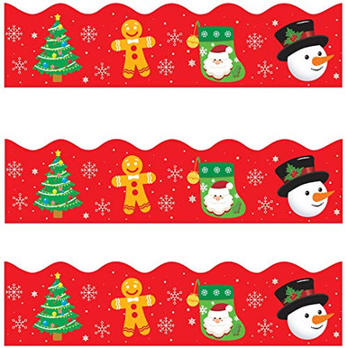 Santa Snowman Gingerbread Man Bulletin Board Border for Chiristmas ...