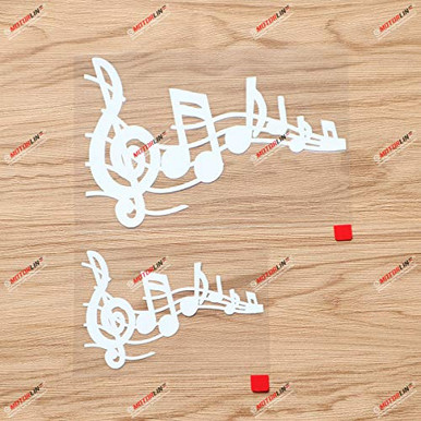 Music Stave Notes Treble Clef Decal Vinyl Sticker - 2 Pack White 4 ...