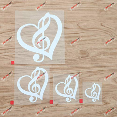 Treble Clef Heart Music Symbol Decal Vinyl Sticker - 4 Pack White 2 ...