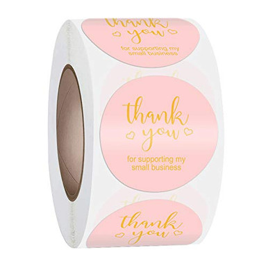 1 Thank You Pink Roll Stickers 500 Pcs Thank You for Supporting My ...