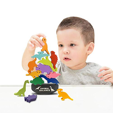 Giaford Kids Stacking Dinosaur Toys Toddler Wooden Animal Balance Game ...