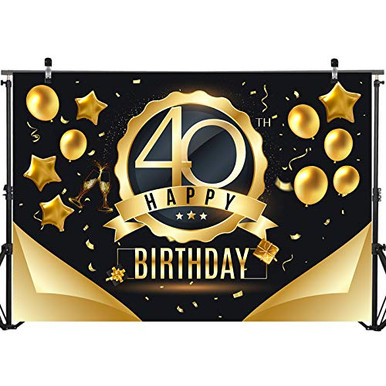 Happy 40th Birthday Backdrop for Men Women 40 Birthday Backdrop ...