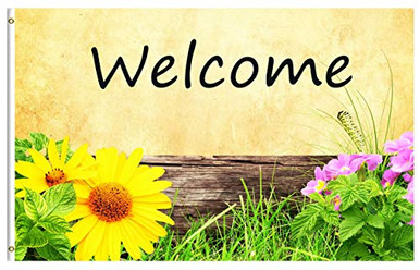 Pickako Summer Spring Flowers Grass and Green Leaves on The Wooden Wall ...