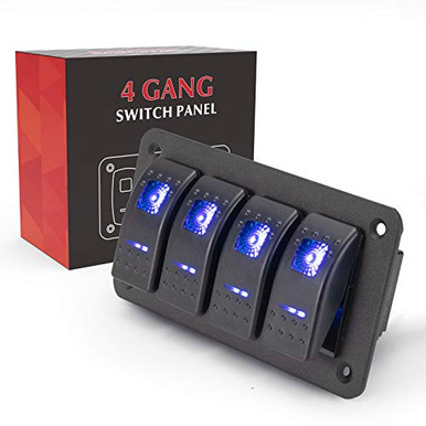 BUNKER INDUST 4 Gang Rocker Switch Aluminum Panel with Blue LED Light ...