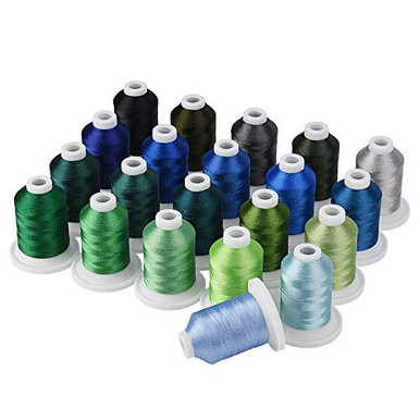 Simthread Embroidery Machine Thread Kit 800Y 21 Spools Blue and Green ...