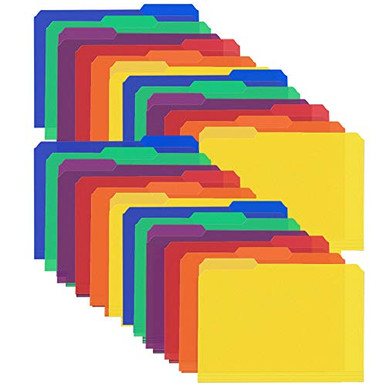 Colored Plastic 3-TAB File Folders 24 Pack Rainbow Colors Letter Size ...