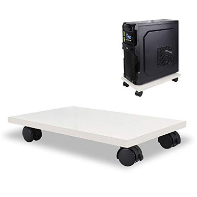 Mobile CPU Stand with 4 Rolling Wheels Bamboo PC Case Rack CPU Case ...
