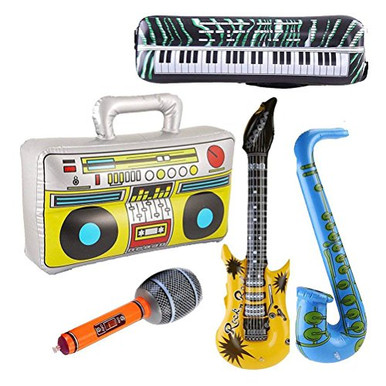 Toyvian Inflatable Musical Instruments Toy Set 5pcs_ Guitar_ Boom Box ...