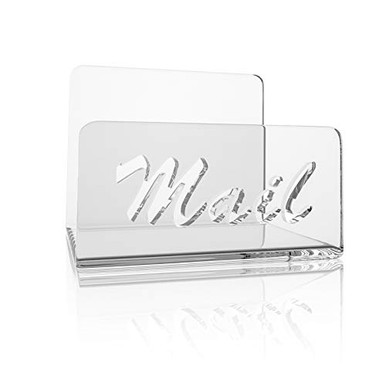 Black Acrylic Mail Organizer - Vertical Letter Holder For Desktop & Countertop 1 thumbnail image
