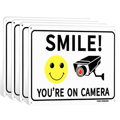 4 Pack Smile Youre on Camera Video Surveillance Sign 10x7 Rust Free ...