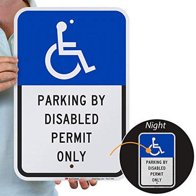 SmartSign Parking By Disabled Permit Only Sign 12 x 18 3M Engineer ...