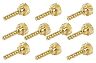 10 Pack 14-20 x 1 Inch Threads Solid Brass Diamond Knurled Thumb Screws ...