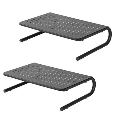 Computer Monitor Stand 2 Pack - Desktop Riser with Vented Metal and ...
