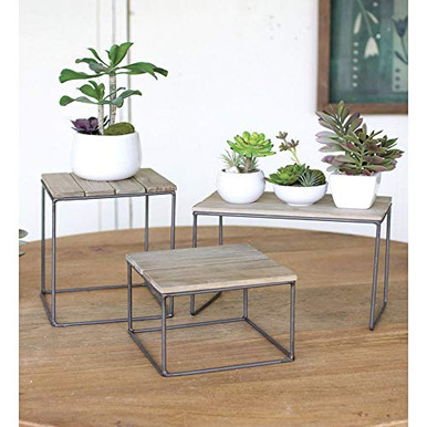 Tabletop Rustic Wood and Metal Riser Set - Warehousesoverstock