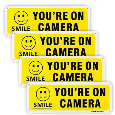 4-Pack Smile Youre On Camera Video Surveillance Sign 10x 3_5 _04 ...