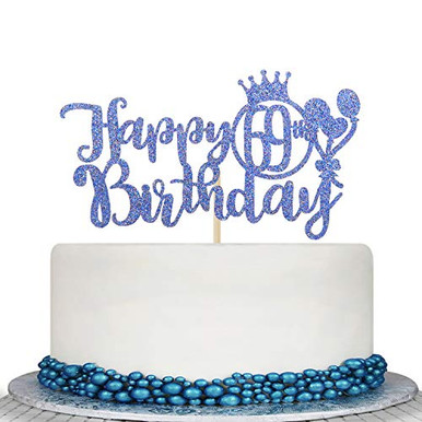 Blue Glitter Happy 69th Birthday Cake Topper - Cheers To 69 Years Cake ...