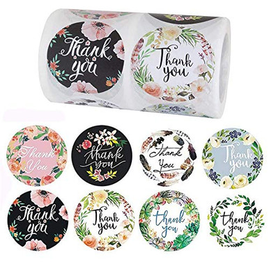 2 Thank You Stickers Roll 8 Designs 50 mm Round Big Packaging Stickers ...