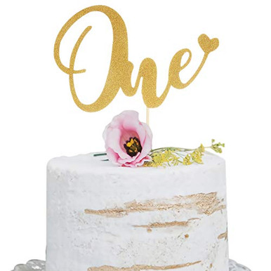 Gold ONE Cake Topper for 1st Birthday - Golden Glitter Birthday Party ...