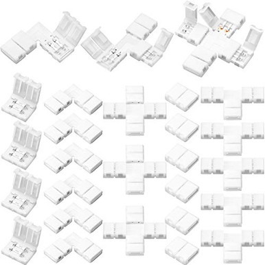 30 Pieces LED Light Strip Connectors Include 2 Pin 8 mm RGB Solderless ...